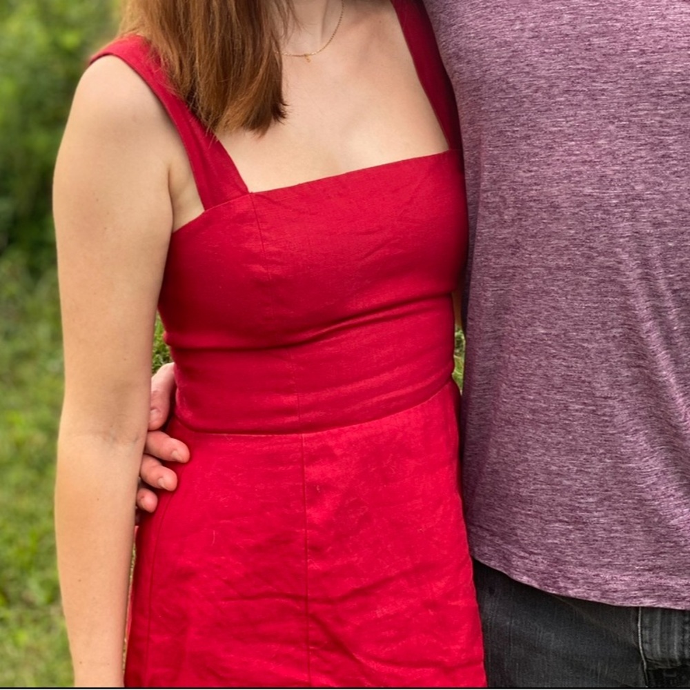 Reformation Red Linen Mini Dress